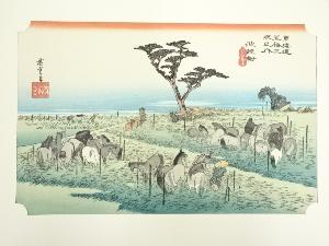 歌川広重　東海道五十三次　池鯉鮒　手摺木版画